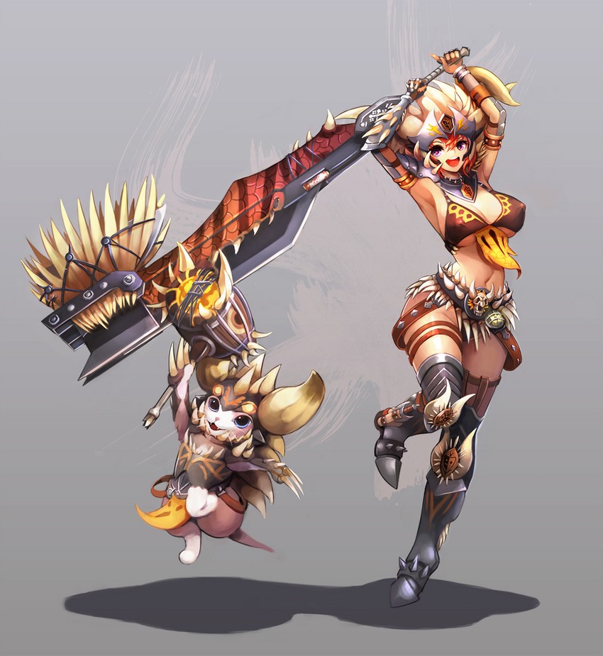monster hunter and player palico (monster hunter and 1 more) drawn by notte