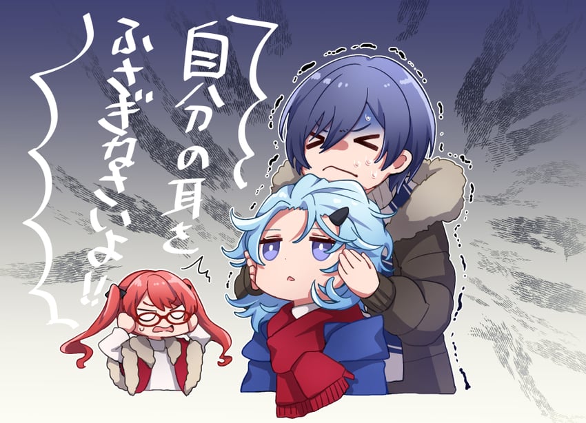 frederica nikola tesla, lieserl albert einstein, and welt joyce (honkai and 1 more) drawn by soha_ez