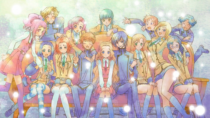 c.c., lelouch vi britannia, kouzuki kallen, kururugi suzaku, nunnally vi britannia, and 9 more (code geass)