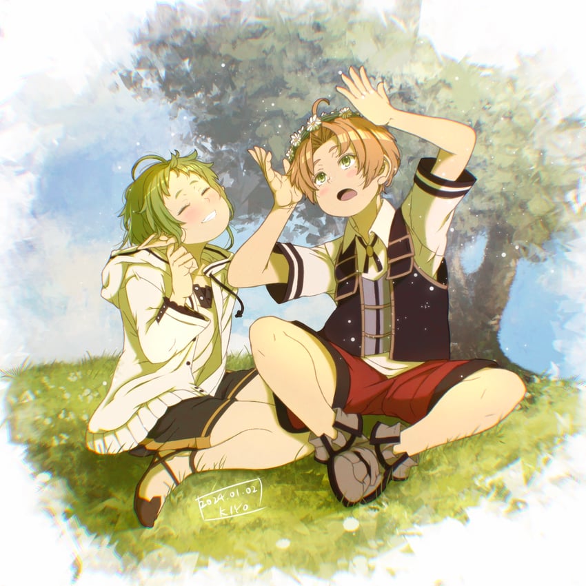 sylphiette and rudeus greyrat (mushoku tensei) drawn by kiyo_(a_sam_ko)