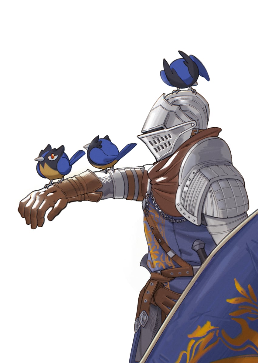 rookidee and knight of astora oscar (pokemon and 2 more) drawn by yixu_damengde