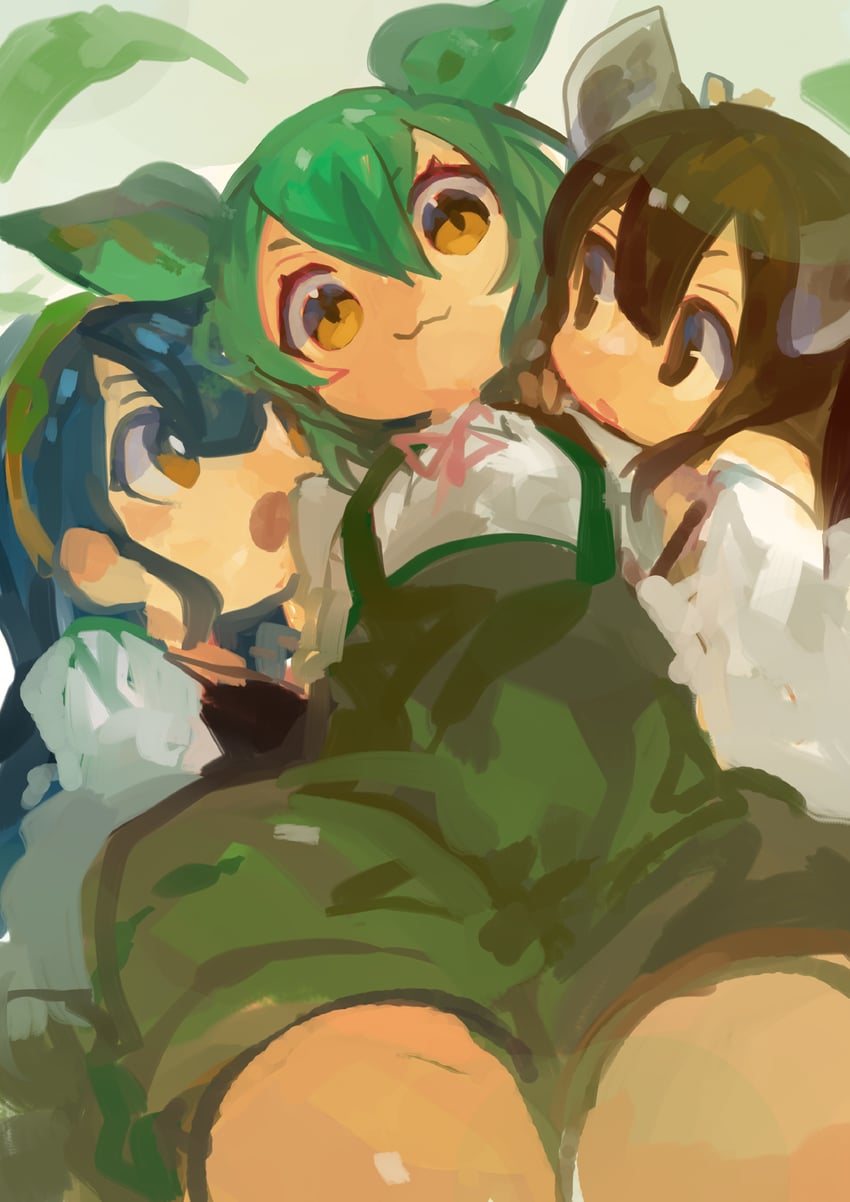 touhoku kiritan, zundamon, and touhoku zunko (voiceroid and 1 more) drawn by kaamin_(mariarose753)