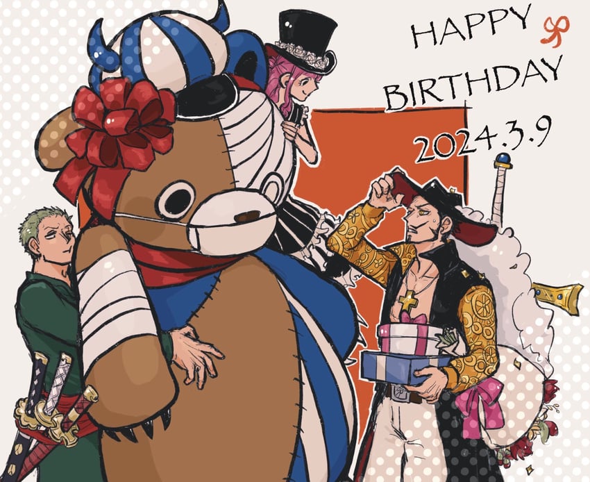roronoa zoro, perona, and dracule mihawk (one piece) drawn by f4ylu