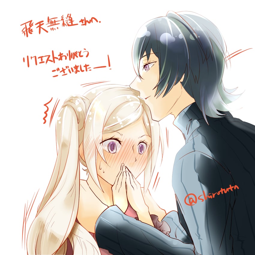 edelgard von hresvelg and male byleth (fire emblem and 1 more) drawn by shiratsu_(white-seaside)