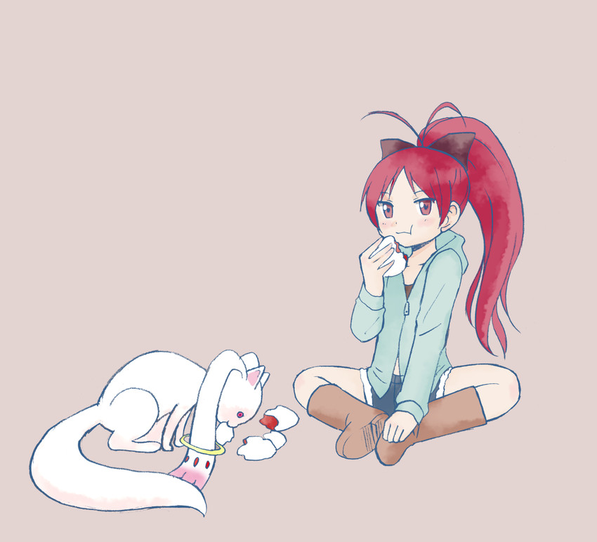 sakura kyoko and kyubey (mahou shoujo madoka magica) drawn by inumoto