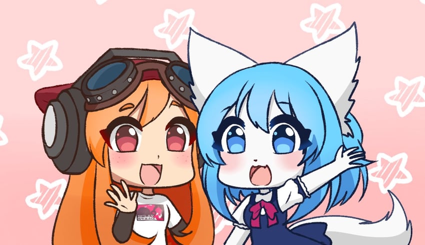 wolfychu and meggy spletzer (indie virtual youtuber and 1 more) drawn by wolfychu_(artist)