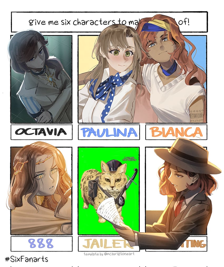 hunting, paulina, jailer, 888, octavia, and 1 more (reverse:1999) drawn by ling_(chaaaaanhikari)