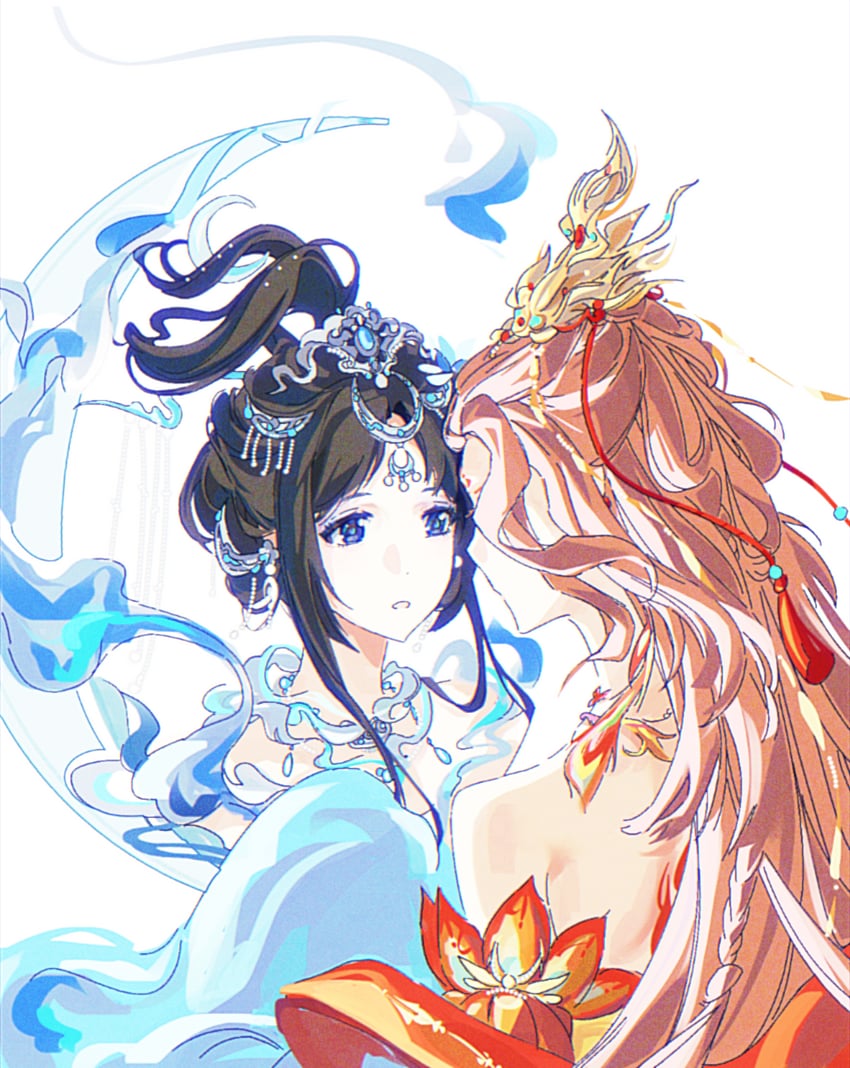 sun falls on 9 crows and mirrored bright moon (nikki and 1 more) drawn by jintianshigehaotianqine