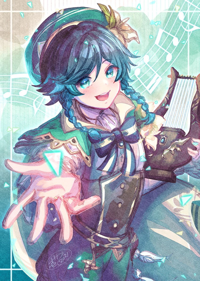venti (genshin impact) drawn by ittokyu