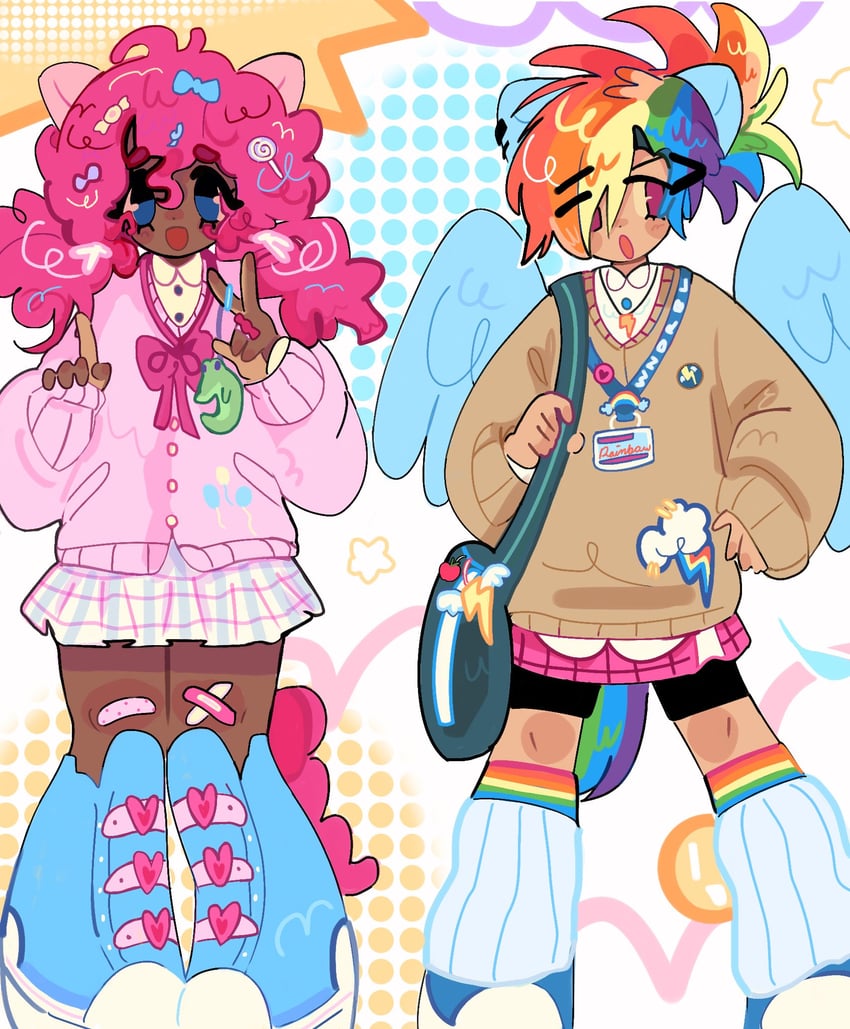 rainbow dash and pinkie pie (my little pony and 1 more) drawn by blandboyx
