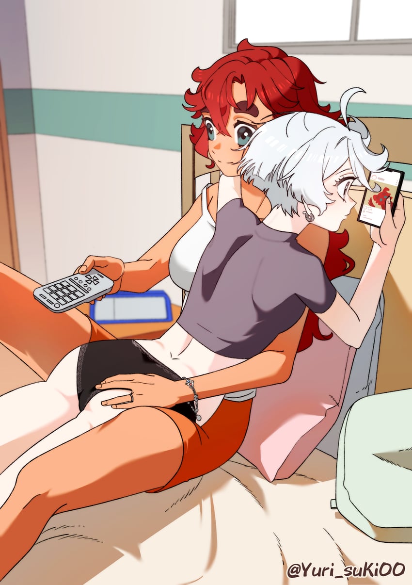 suletta mercury and miorine rembran (gundam and 1 more) drawn by yurisuki00