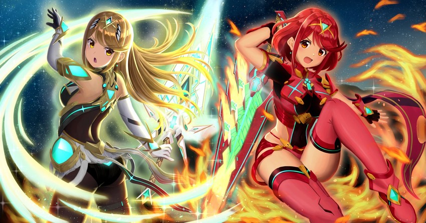 pyra and mythra (xenoblade chronicles and 2 more) drawn by nemunemu_semi