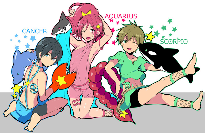 tachibana makoto, nanase haruka, and matsuoka rin (free!) drawn by ku--ma