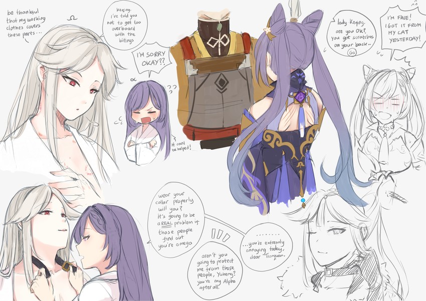 keqing and ningguang (genshin impact) drawn by hinagi_(fox_priest)