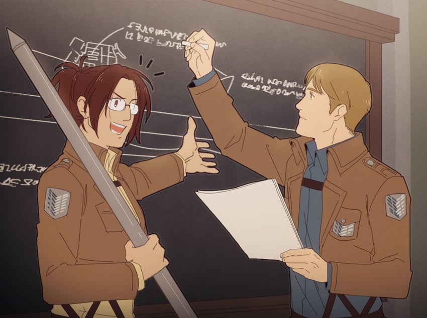 hange zoe and moblit berner (shingeki no kyojin) drawn by hanpetos