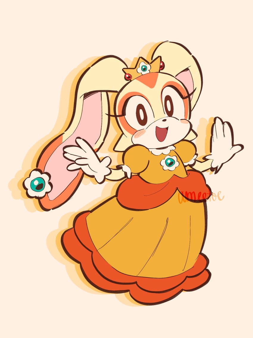 princess daisy and cream the rabbit (mario and 1 more) drawn by amie_sanchez