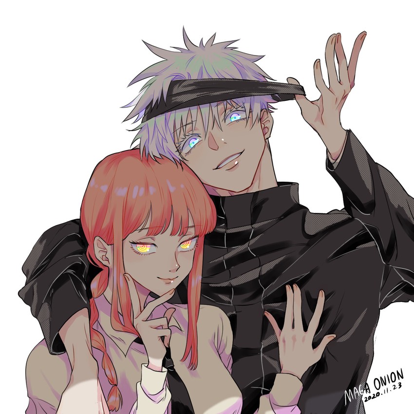 makima and gojou satoru (chainsaw man and 1 more) drawn by maga_(comicfans100)