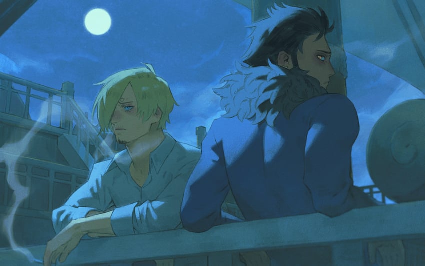 sanji and trafalgar law (one piece) drawn by kia_shie