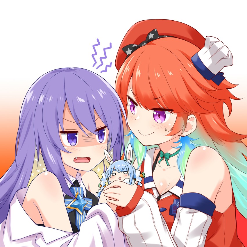 usada pekora, takanashi kiara, and moona hoshinova (hololive and 2 more) drawn by felutiahime