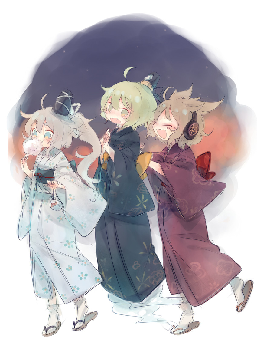 toyosatomimi no miko, mononobe no futo, and soga no tojiko (touhou) drawn by ashiyu_(ashu-ashu)
