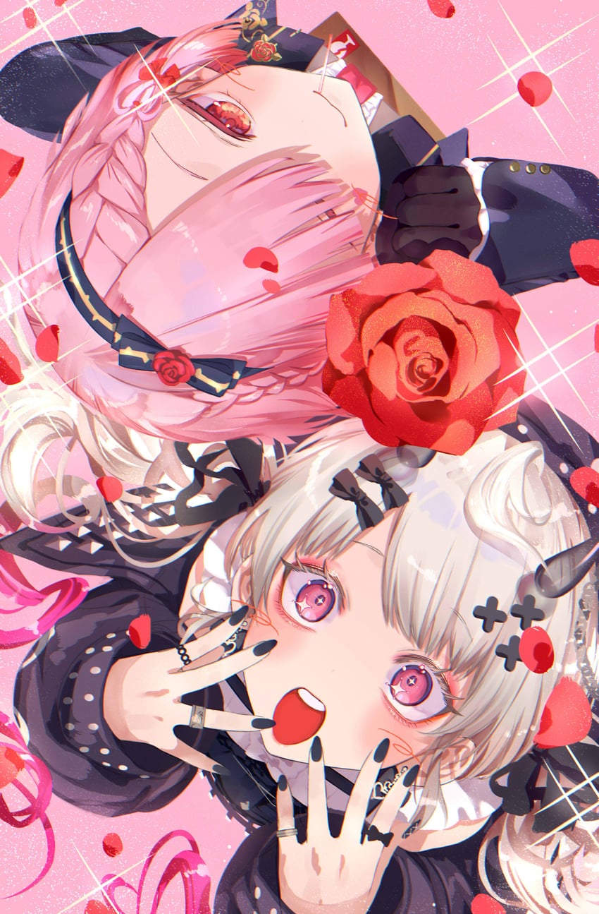 rosemi lovelock and reimu endou (nijisanji and 1 more) drawn by lion_iscat