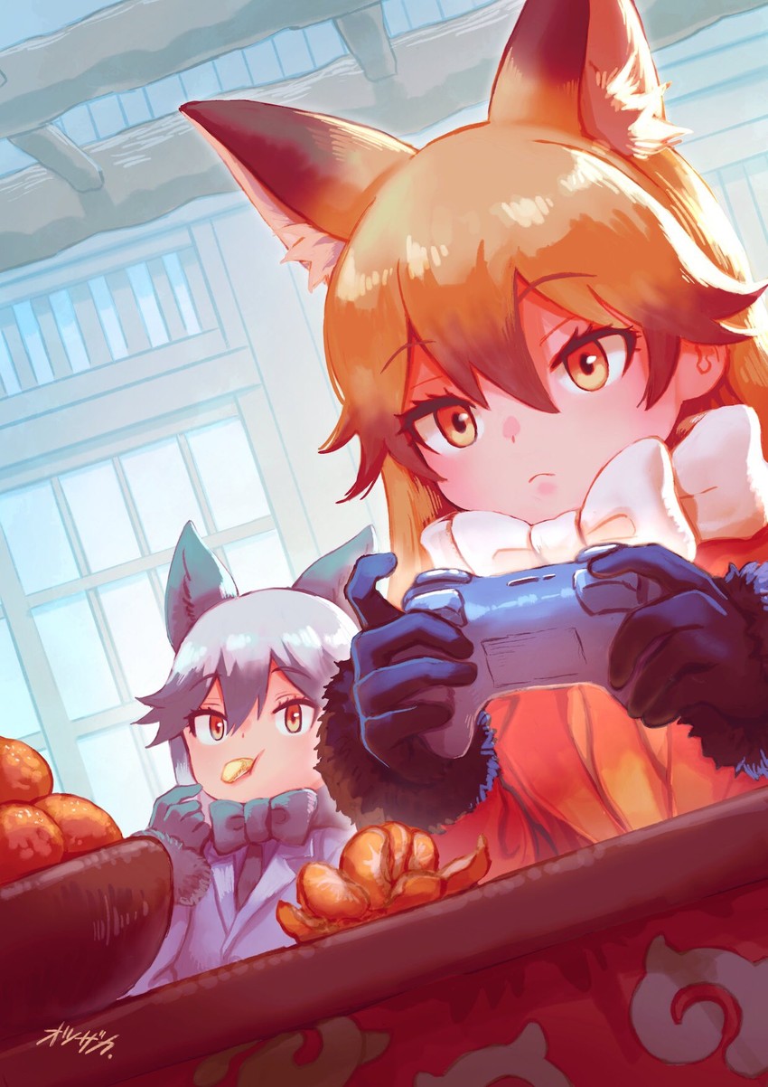 silver fox and ezo red fox (kemono friends) drawn by otsuzaka
