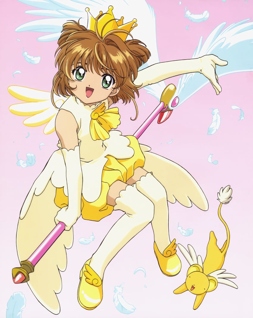kinomoto sakura and kero (cardcaptor sakura) drawn by takahashi_kumiko