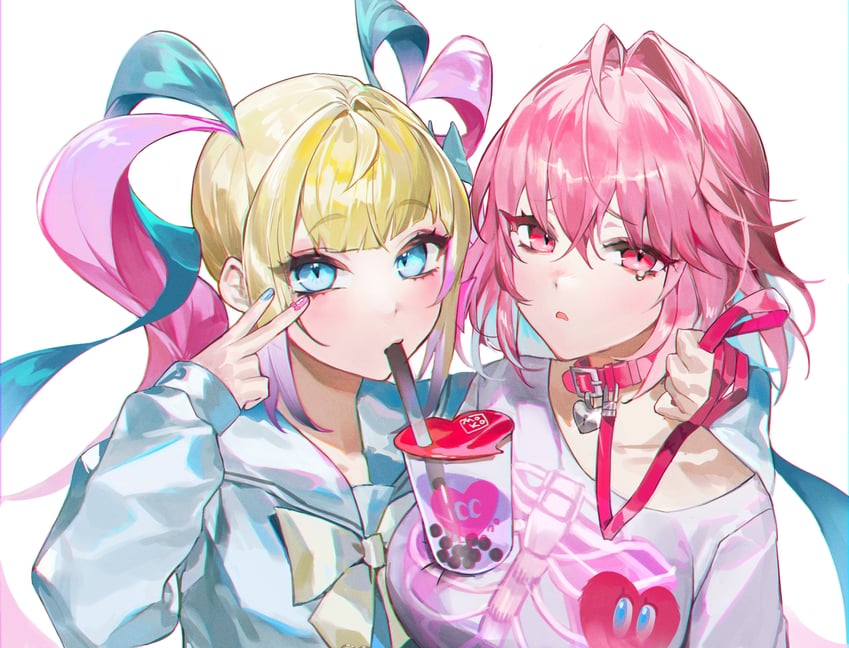 yumemi riamu and chouzetsusaikawa tenshi-chan (idolmaster and 2 more) drawn by moko_(moko/moko)