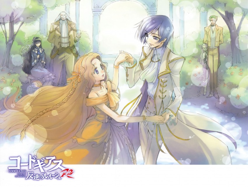 lelouch vi britannia, nunnally vi britannia, jeremiah gottwald, charles zi britannia, v.v., and 1 more (code geass) drawn by kimura_takahiro and ookouchi_ricca