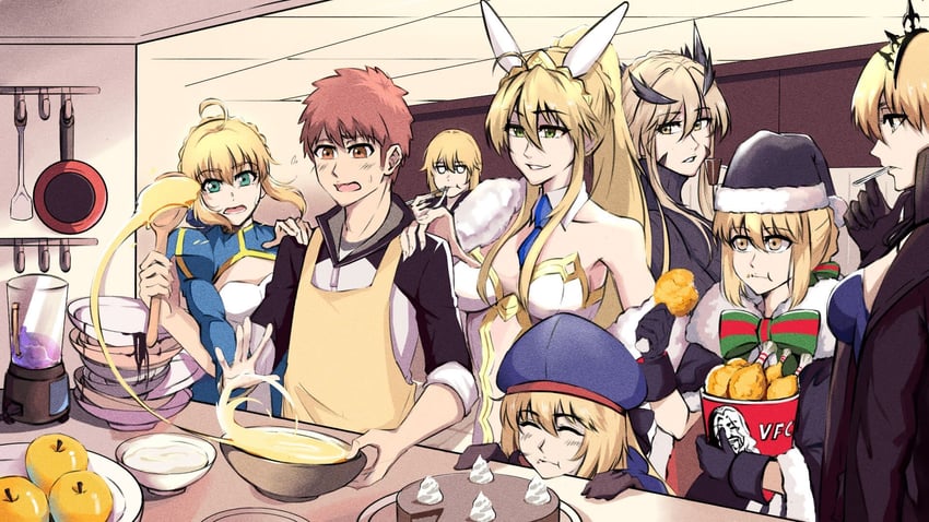 artoria pendragon, saber, emiya shirou, saber alter, artoria caster, and 1 more (fate and 2 more) drawn by 1254843053