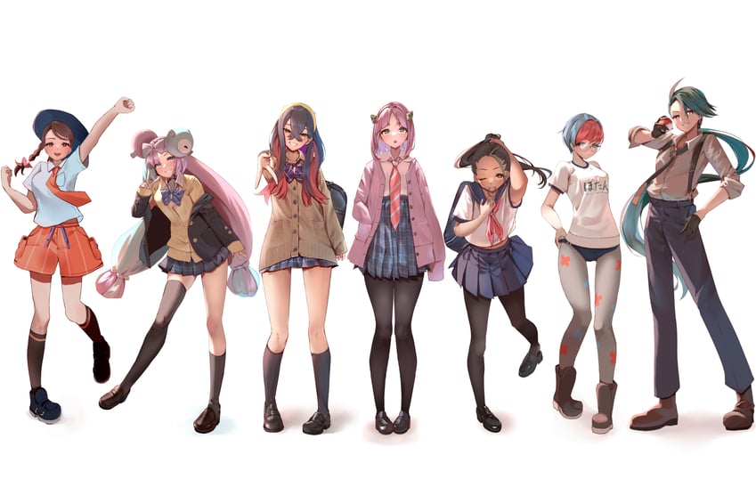 iono, juliana, rika, carmine, nemona, and 3 more (pokemon and 1 more) drawn by momdy_(talesshinja)