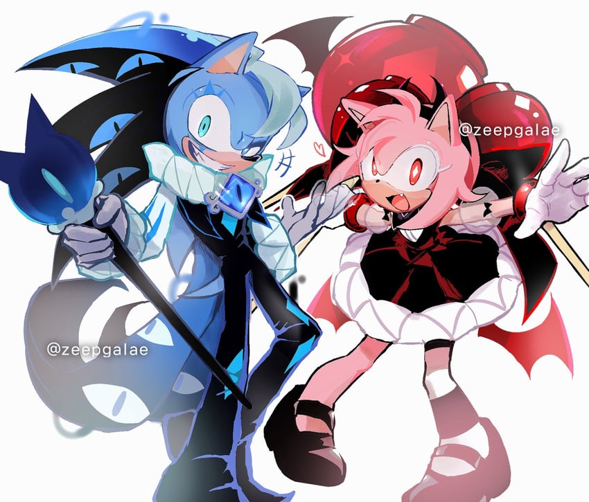 sonic the hedgehog, amy rose, shadow milk cookie, and candy apple cookie (sonic and 2 more) drawn by shapam_(zeepgalae)