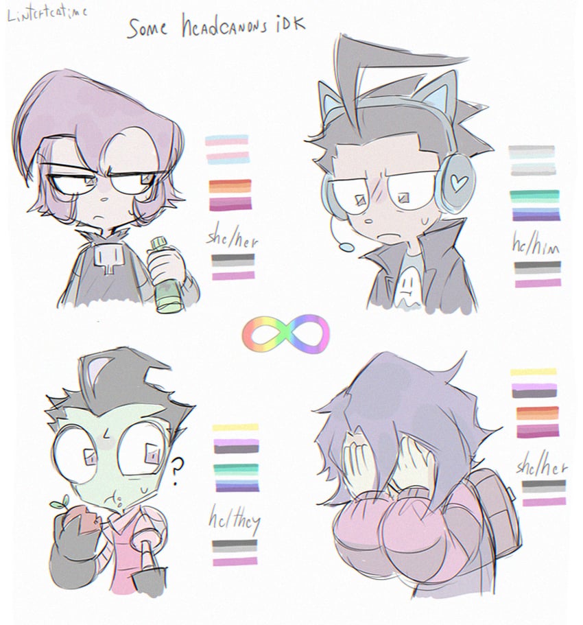 gazlene membrane, zim, dib, and tak (invader zim and 1 more) drawn by linterteatime