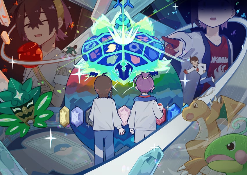 kieran, juliana, dragonite, politoed, and terapagos (pokemon and 1 more) drawn by mu_(zmcv3257)