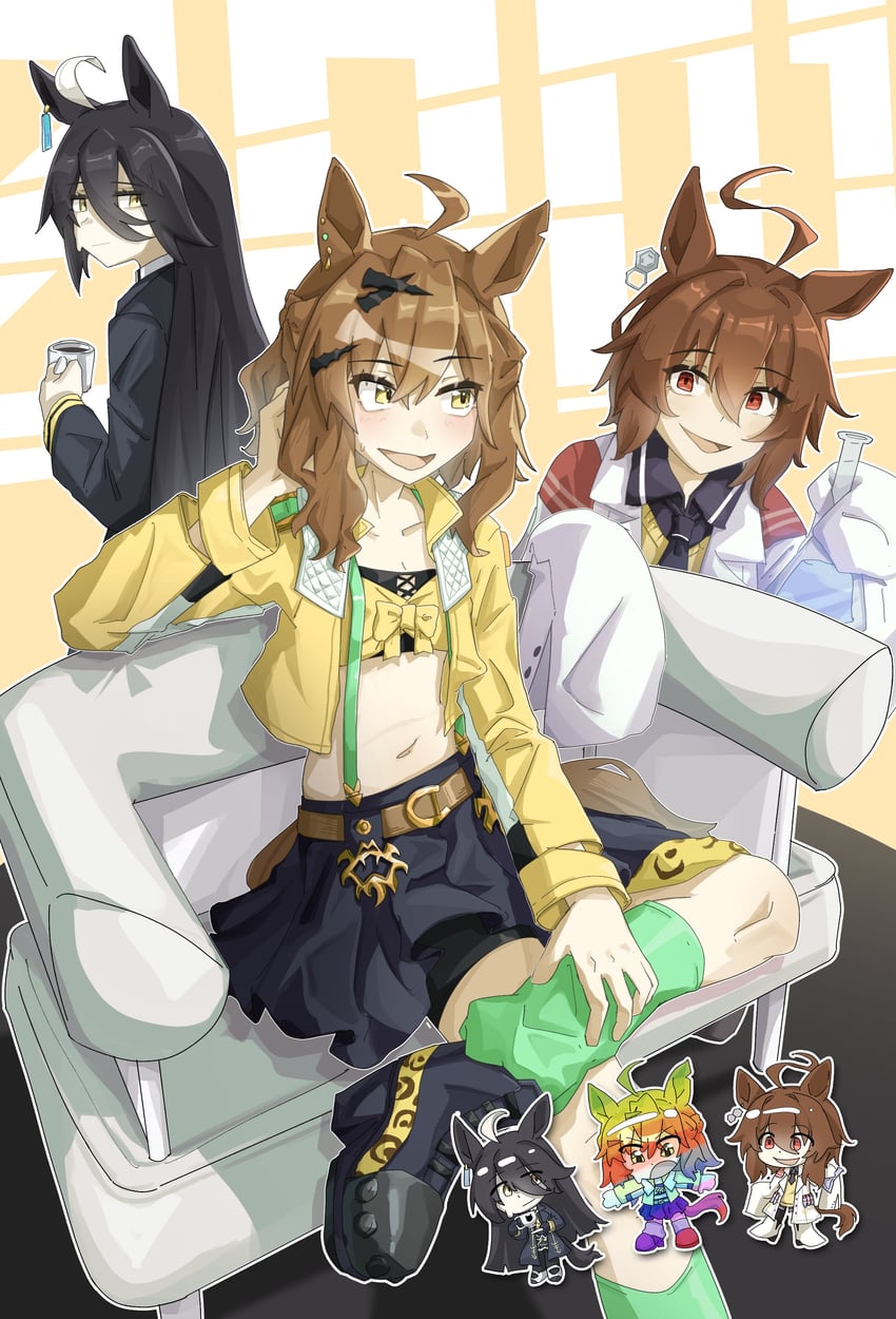 agnes tachyon, manhattan cafe, and jungle pocket (umamusume) drawn by gou_ren