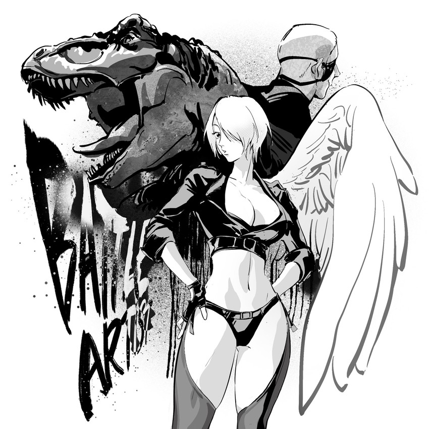 angel, ramon, and king of dinosaurs (the king of fighters) drawn by wenwen