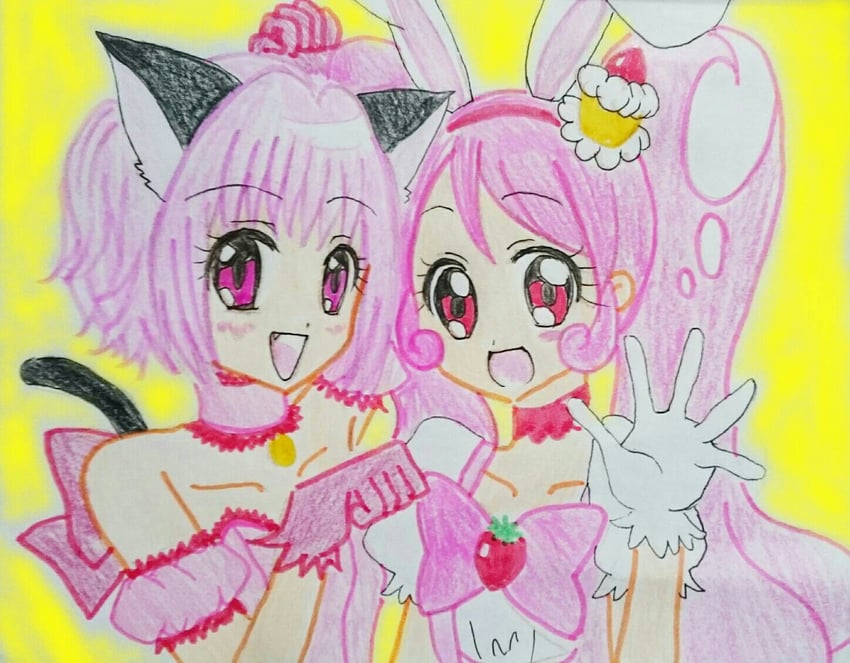 usami ichika, momomiya ichigo, mew ichigo, and cure whip (precure and 2 more) drawn by akepi