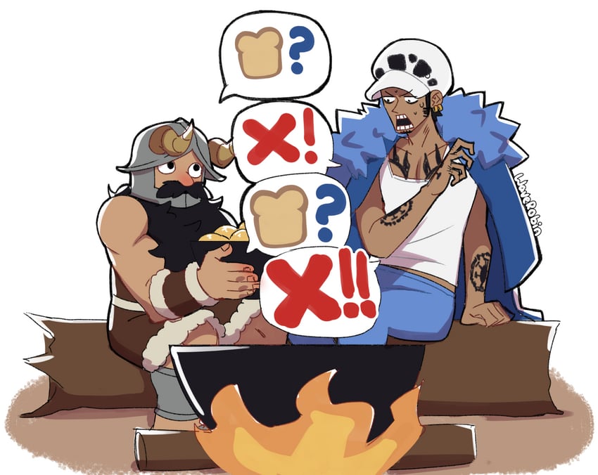 trafalgar law and senshi (one piece and 1 more) drawn by waverobin