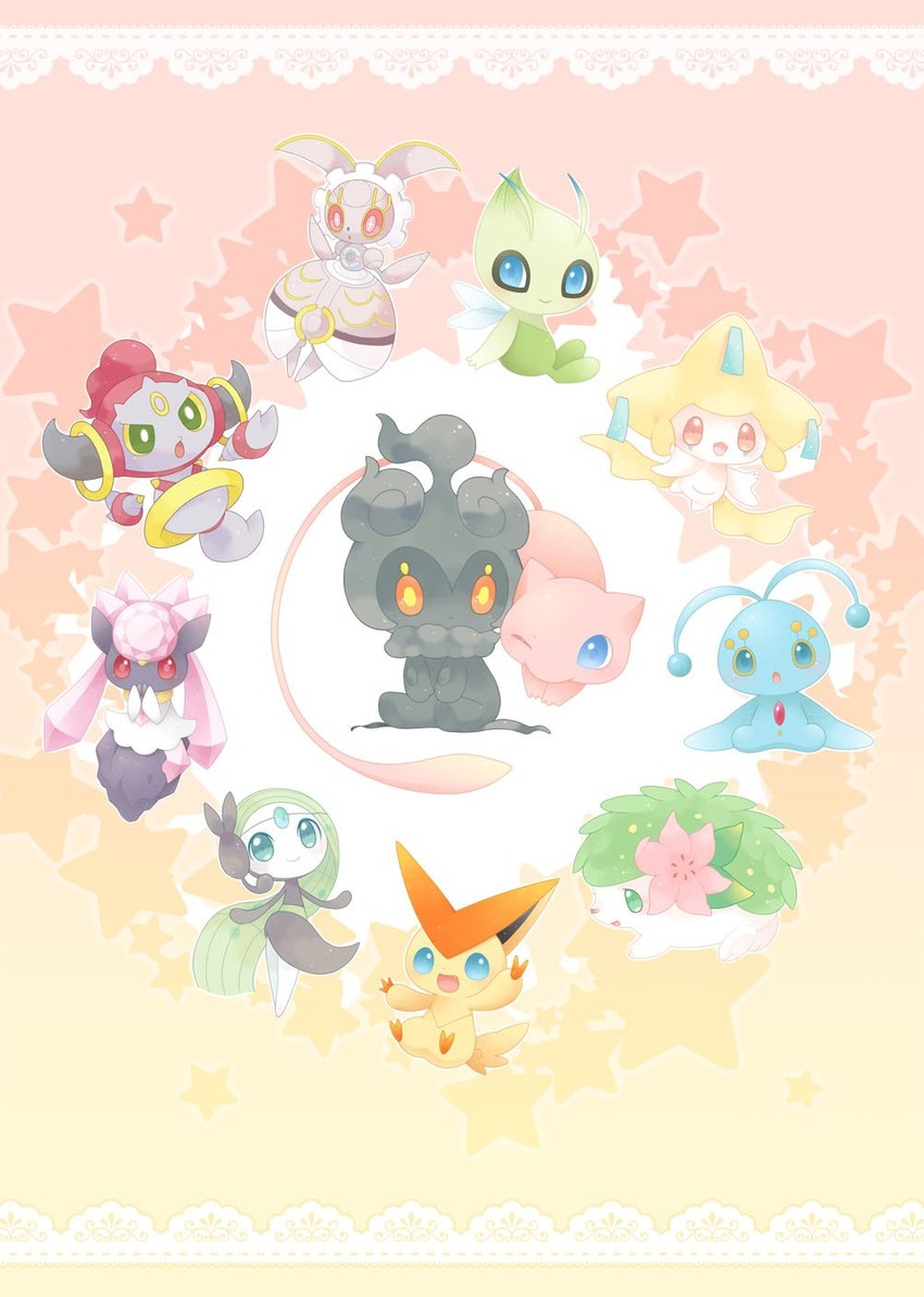 jirachi, mew, celebi, shaymin, meloetta, and 6 more (pokemon) drawn by mitiruni