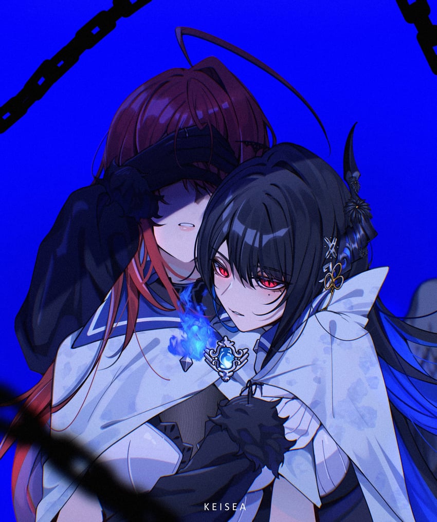 nerissa ravencroft and elizabeth rose bloodflame (hololive and 2 more) drawn by keisea