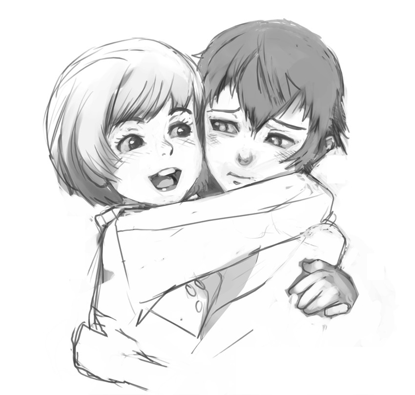 shirogane naoto and satonaka chie (persona and 1 more) drawn by drawfag