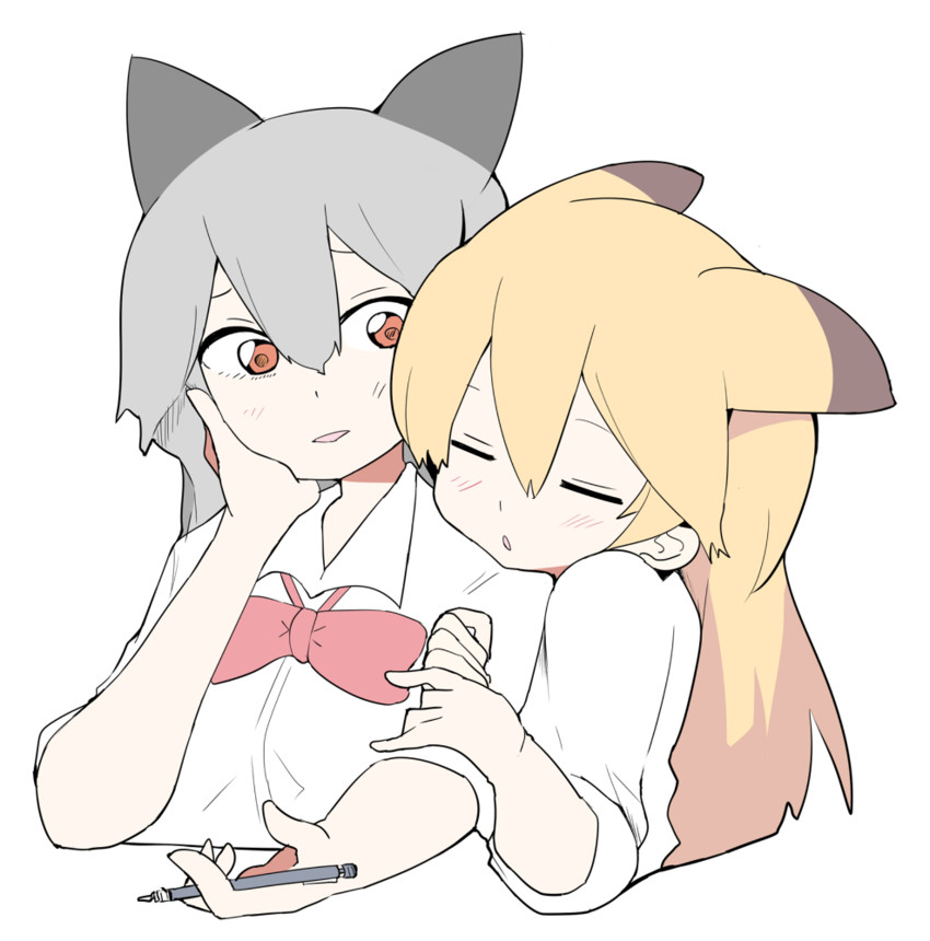 silver fox and ezo red fox (kemono friends) drawn by hifumitaka