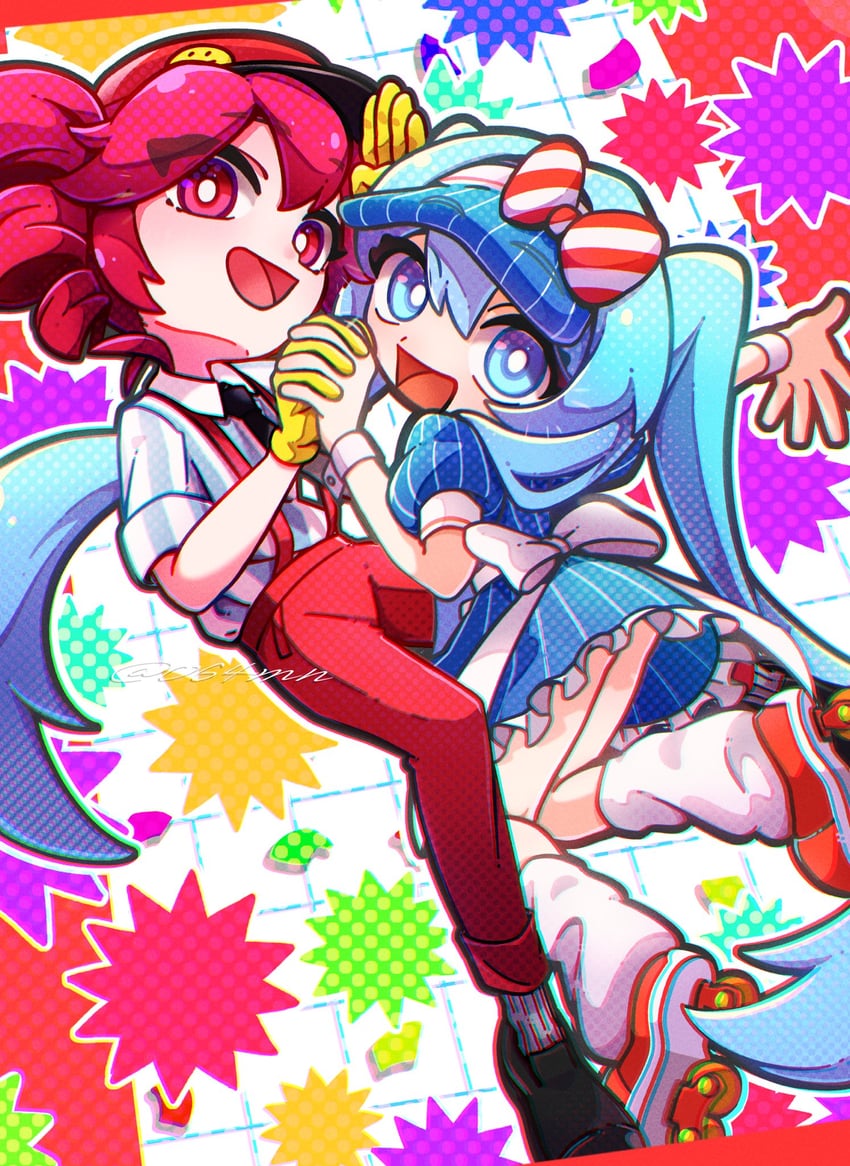 hatsune miku and kasane teto (vocaloid and 2 more) drawn by 064mn