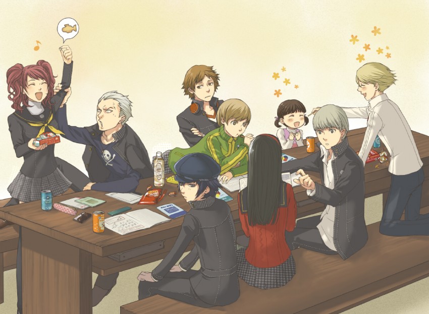narukami yu, shirogane naoto, satonaka chie, kujikawa rise, amagi yukiko, and 4 more (persona and 1 more) drawn by minato_(robin)