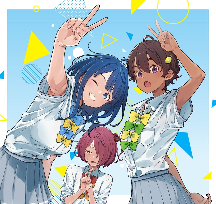 yanami anna, yakishio lemon, and komari chika (make heroine ga oo sugiru!) drawn by imigimuru
