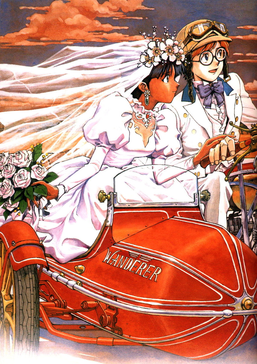 nadia la arwall and jean roque lartigue (fushigi no umi no nadia) drawn by sadamoto_yoshiyuki