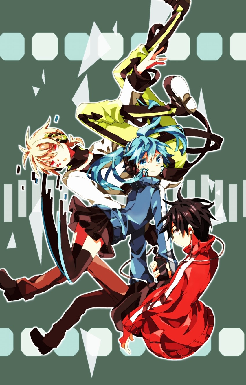 kisaragi shintarou, ene, and konoha (kagerou project) drawn by shirotsuki_(sirokuro815)