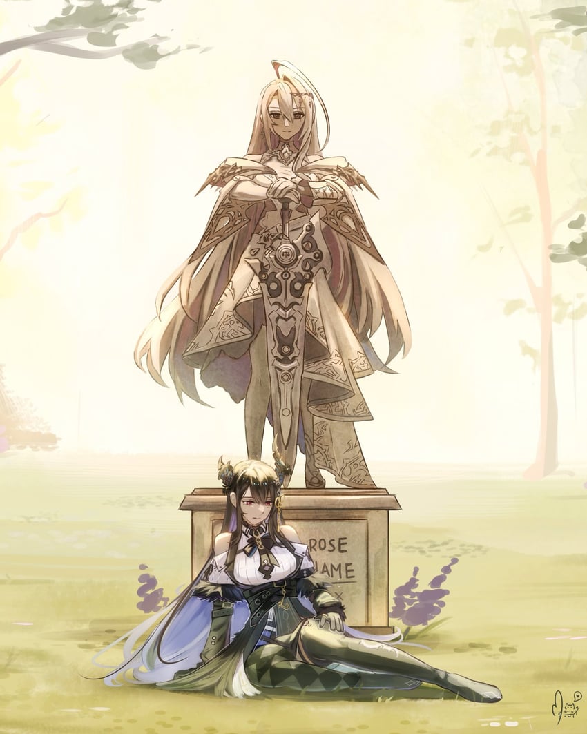 nerissa ravencroft and elizabeth rose bloodflame (hololive and 1 more) drawn by paw_chie