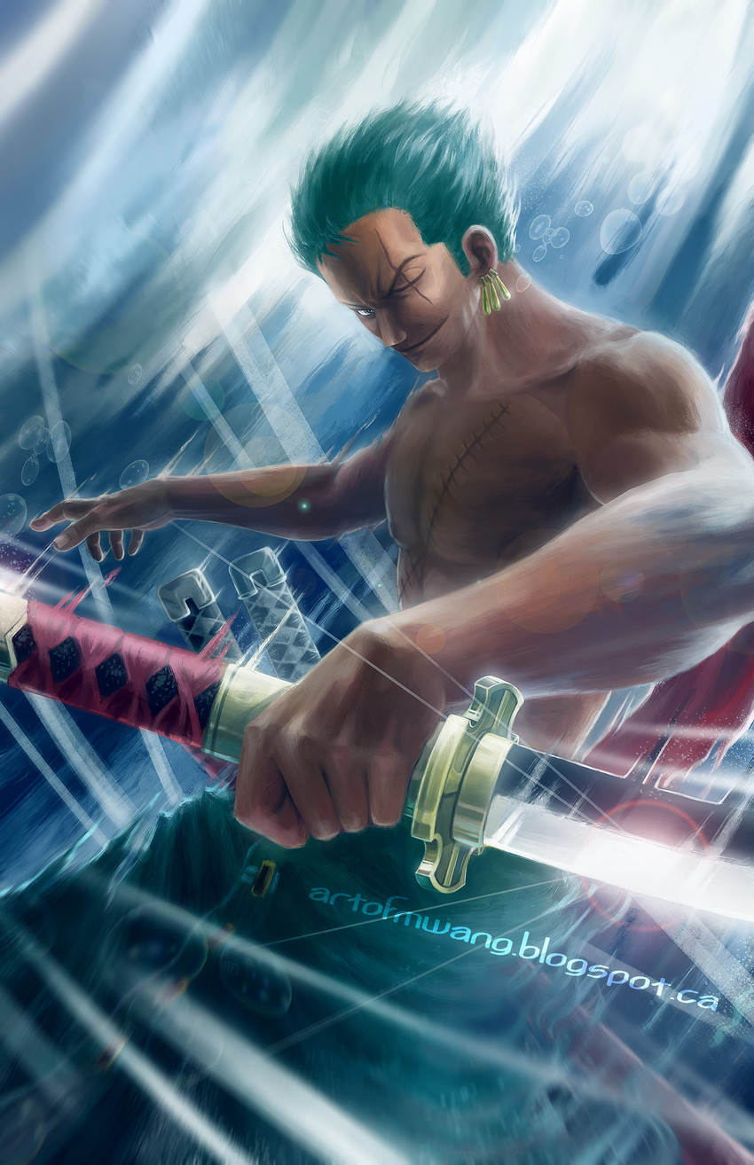 roronoa zoro (one piece) drawn by mikael_wang