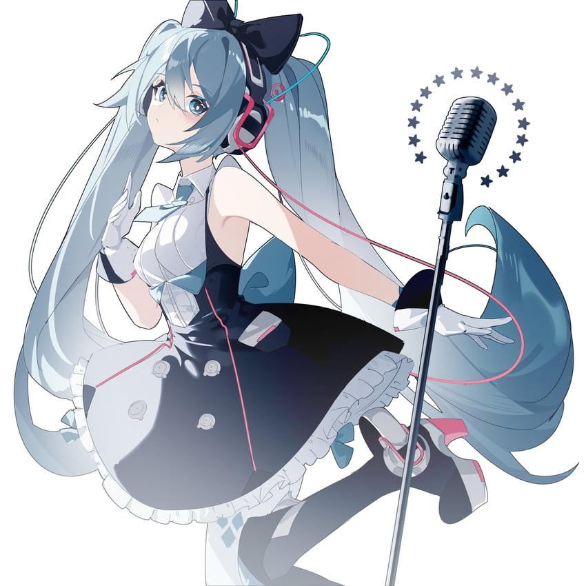hatsune miku and magical mirai miku (vocaloid and 1 more) drawn by qtian